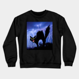 Cat Mom Crazy Cat Black Cat Lightning Night Crewneck Sweatshirt